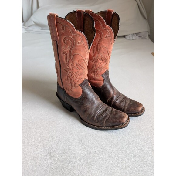 Ariat Ladies Boots USA Size 8 B Medium Whiskey Rose Square Toe 12" height #15821 - Picture 1 of 9
